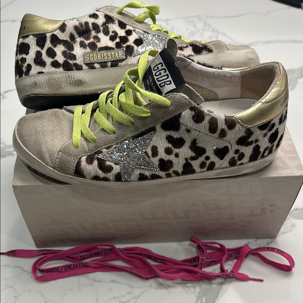 Golden Goose Superstar Pony Hair Glitter star sz 40
